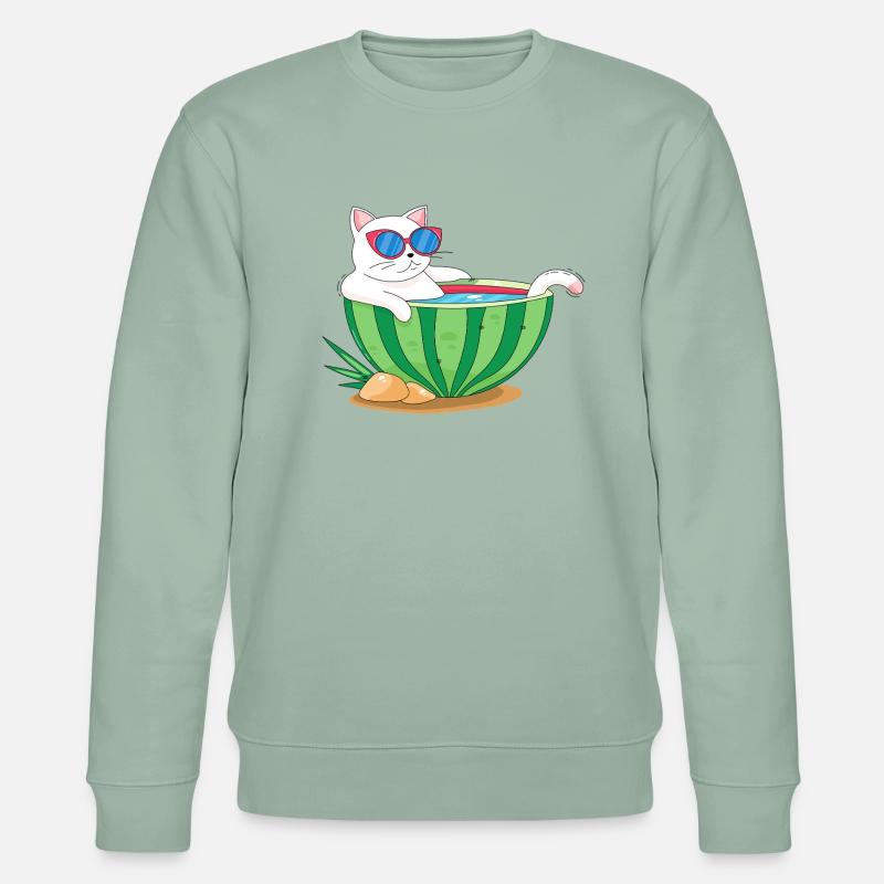 Chat et pastèque - Sweat bio CHANGER Stanley/Stella Unisexe - vert de gris clair