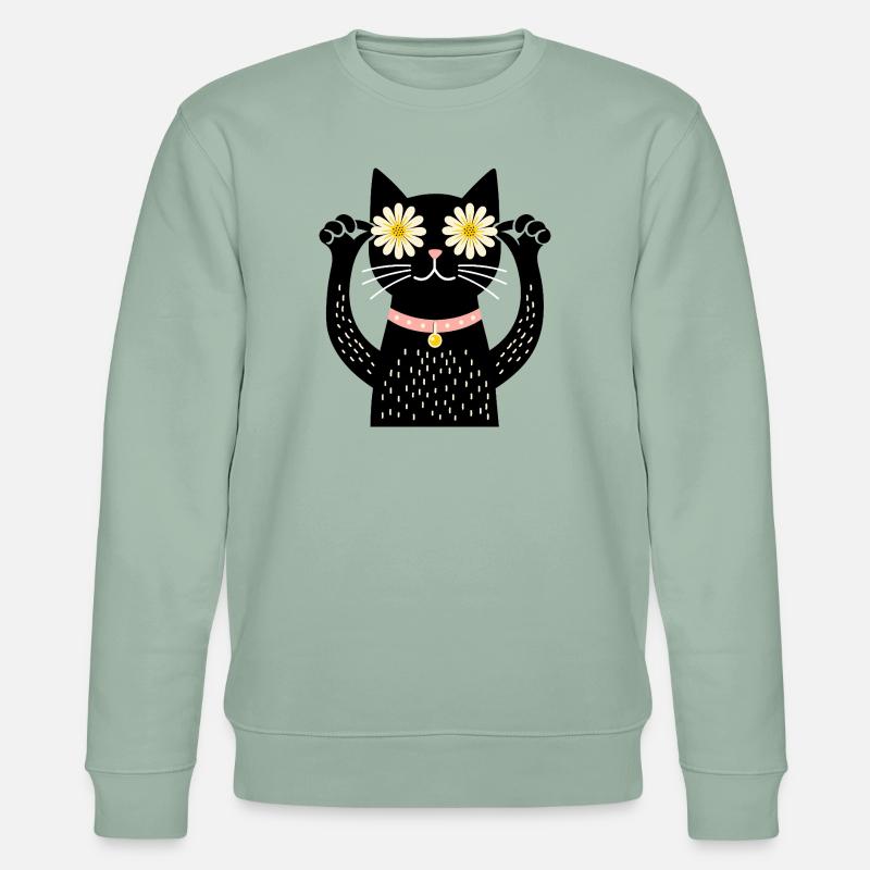 Katze und gänseblümchen - Stanley/Stella Unisex Bio-Sweatshirt CHANGER - Helles Graugrün