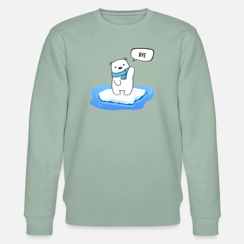 Kleiner Eisbär auf schmelzendem Eis - Bye - Stanley/Stella Unisex Bio-Sweatshirt CHANGER  - Helles Graugrün