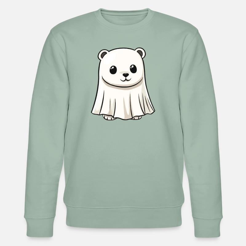 Eisbär Halloween Comic Geist - Stanley/Stella Unisex Bio-Sweatshirt CHANGER  - Helles Graugrün