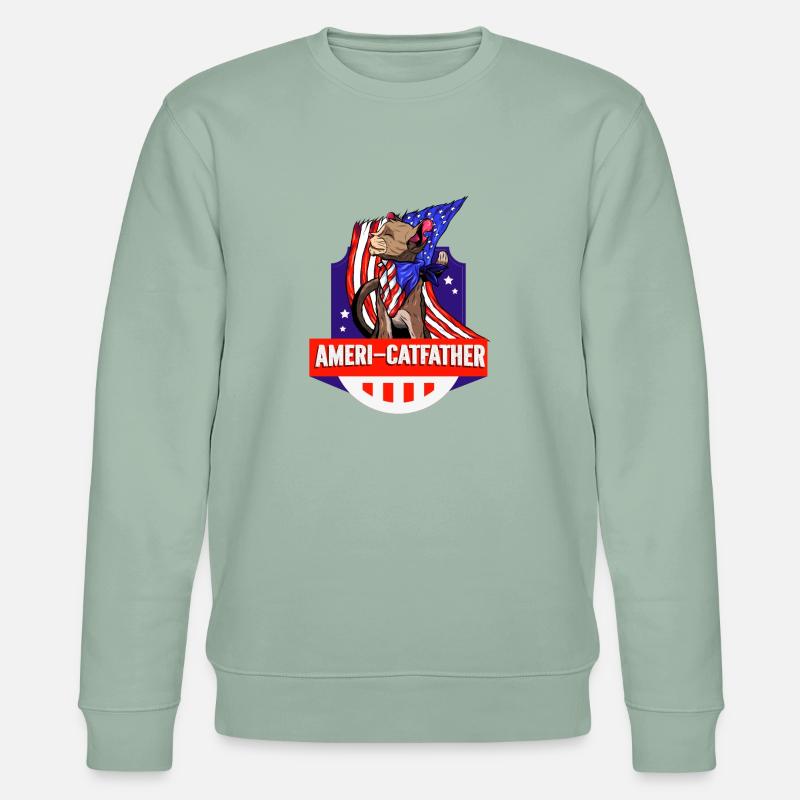 Ameri-catfather July 4 Independence Day - Stanley/Stella CHANGER Unisex Organic Sweatshirt - aloe