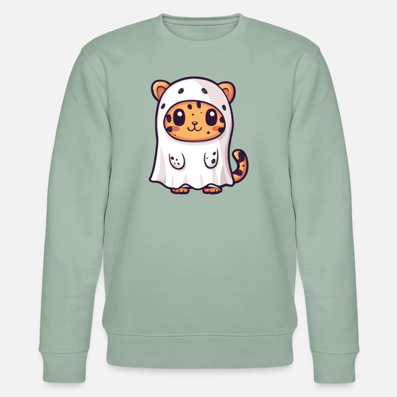 Leopard Halloween Comic Geist - Stanley/Stella Unisex Bio-Sweatshirt CHANGER  - Helles Graugrün