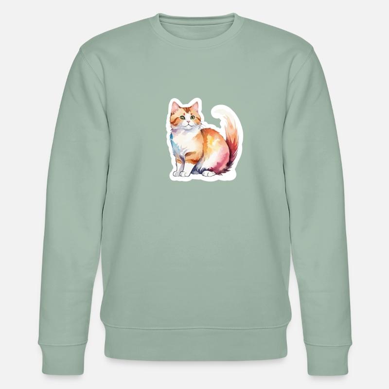 Munchkin Teckel Chat Aquarelle - Sweat bio CHANGER Stanley/Stella Unisexe - vert de gris clair