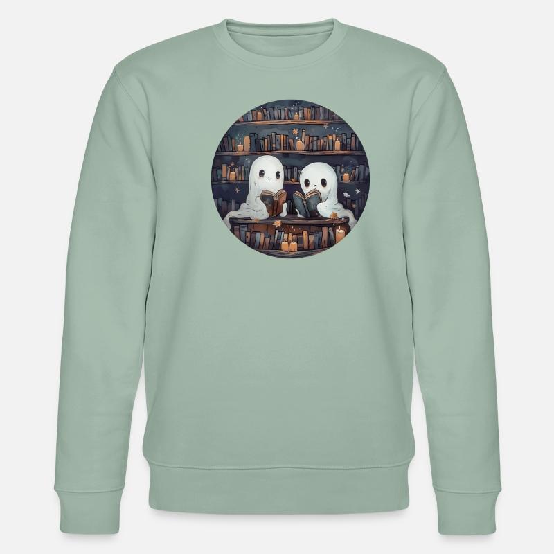 Ghosts, Reading, Book, Library, Halloween - Stanley/Stella CHANGER Unisex Organic Sweatshirt - aloe
