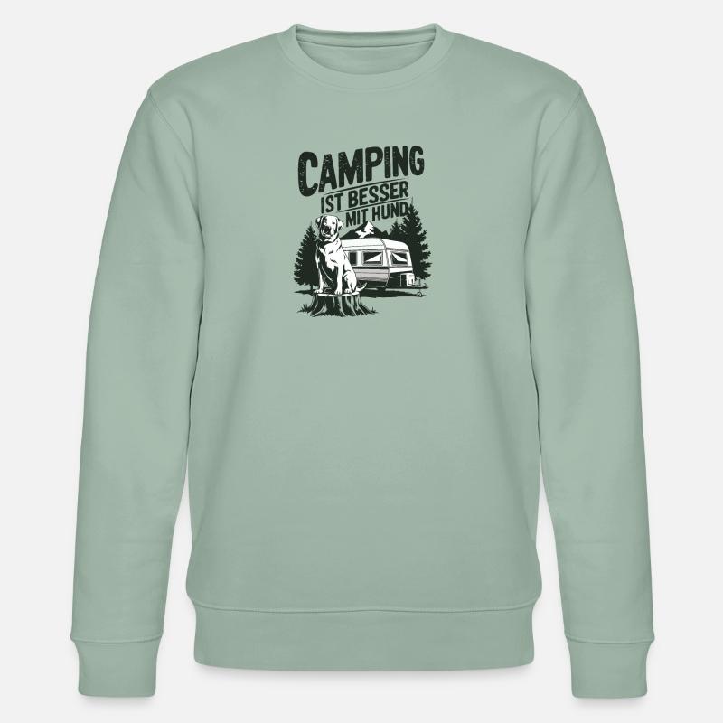 Camping ist besser mit Hund - Stanley/Stella Unisex Bio-Sweatshirt CHANGER  - Helles Graugrün