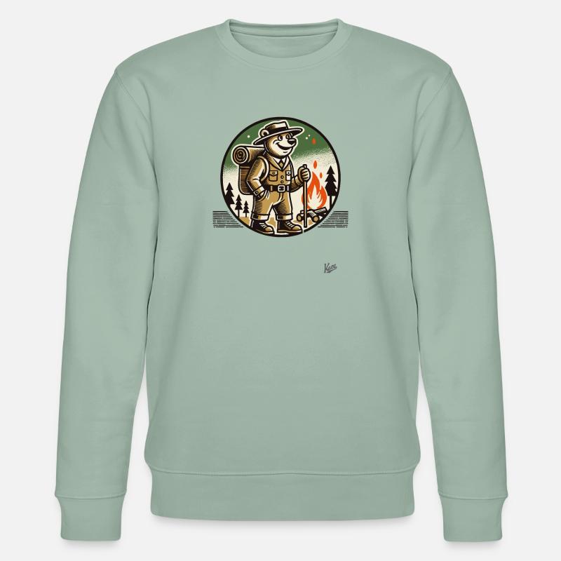 Wanderer- und Camping-Bär - Stanley/Stella Unisex Bio-Sweatshirt CHANGER - Helles Graugrün
