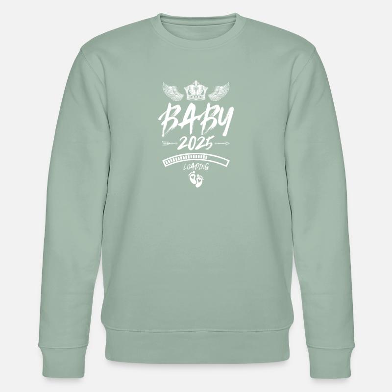 Baby 2025 Loading Spruch - Stanley/Stella Unisex Bio-Sweatshirt CHANGER  - Helles Graugrün