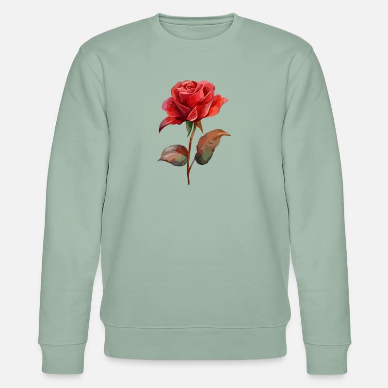 Rose Fleur Amour Saint Valentin - Sweat bio CHANGER Stanley/Stella Unisexe - vert de gris clair