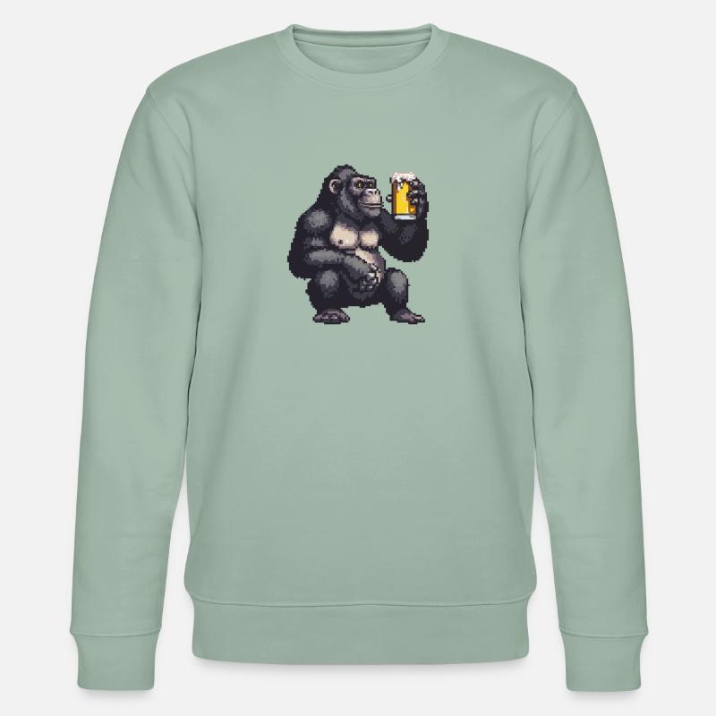 Bière Gorilla Pixel - Sweat bio CHANGER Stanley/Stella Unisexe - vert de gris clair