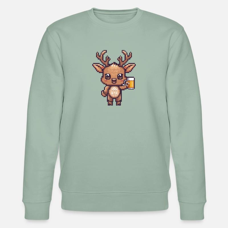 Hirsch Pixel Bier - Stanley/Stella Unisex Bio-Sweatshirt CHANGER  - Helles Graugrün