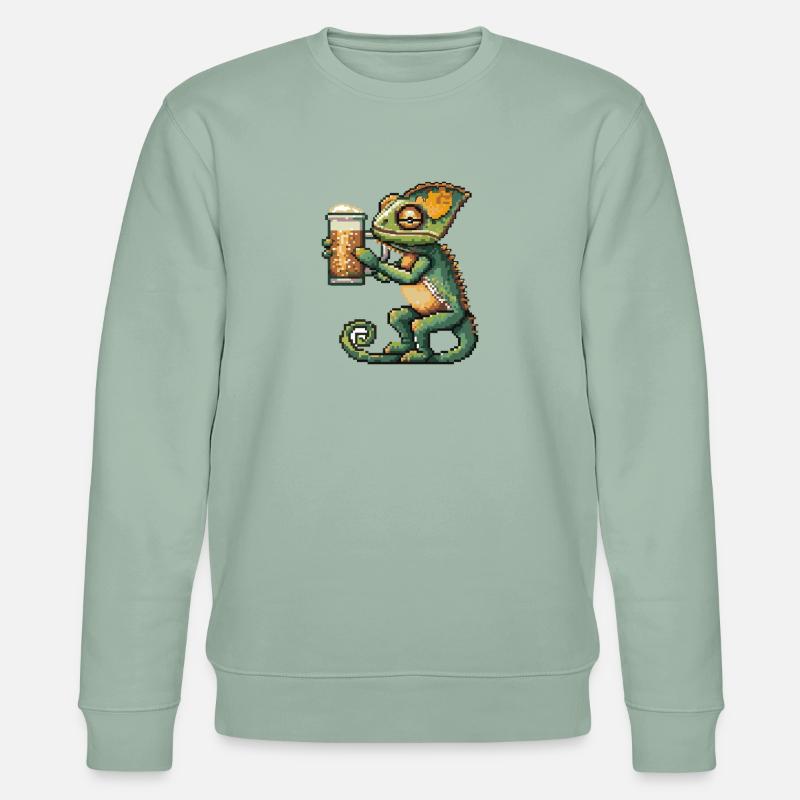Chameleon Pixel Bier - Stanley/Stella Unisex Bio-Sweatshirt CHANGER - Helles Graugrün