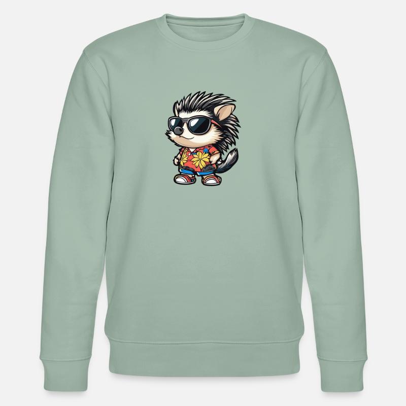 Igel Comic Lustig Sommer - Stanley/Stella Unisex Bio-Sweatshirt CHANGER  - Helles Graugrün