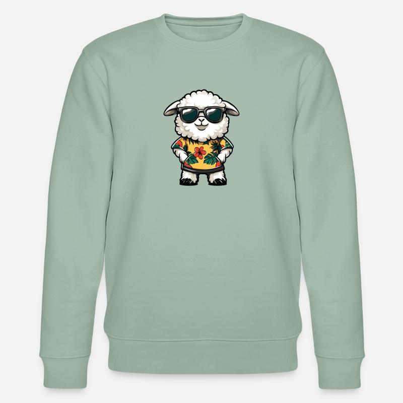 Schaf Comic Lustig Sommer - Stanley/Stella Unisex Bio-Sweatshirt CHANGER  - Helles Graugrün