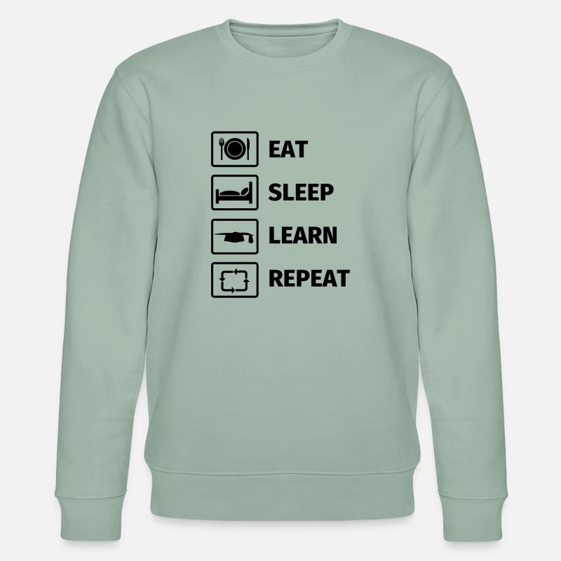 EAT SLEEP LEARN REPEAT - Stanley/Stella Unisex Bio-Sweatshirt CHANGER  - Helles Graugrün