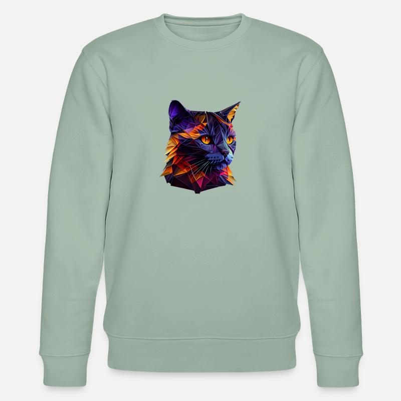 Katze Katzen Kätzchen Polygon Katze - Stanley/Stella Unisex Bio-Sweatshirt CHANGER  - Helles Graugrün