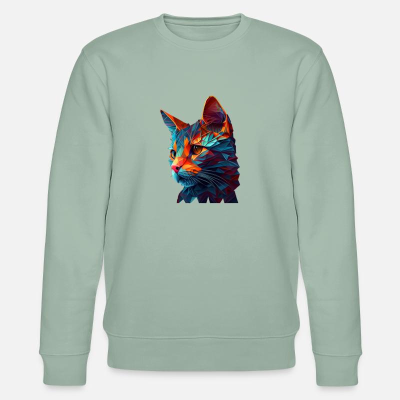 Chaton Chaton Chat Polygone Chat - Sweat bio CHANGER Stanley/Stella Unisexe - vert de gris clair
