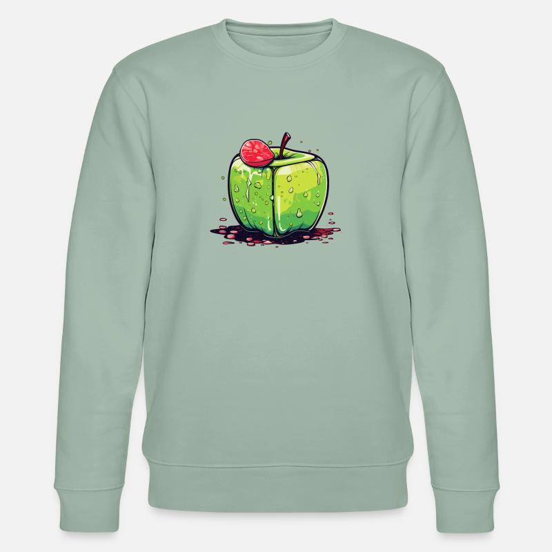 Würfel Apfel Cube Apple - Stanley/Stella Unisex Bio-Sweatshirt CHANGER  - Helles Graugrün