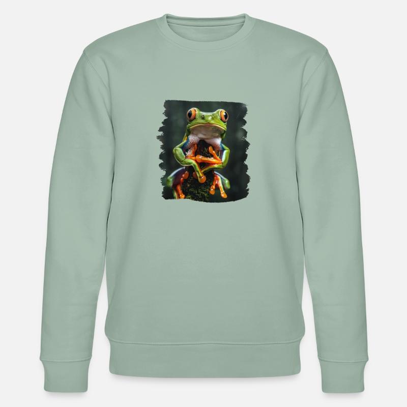 Tree Frog Baumfrösche Baumfrosch - Stanley/Stella Unisex Bio-Sweatshirt CHANGER  - Helles Graugrün
