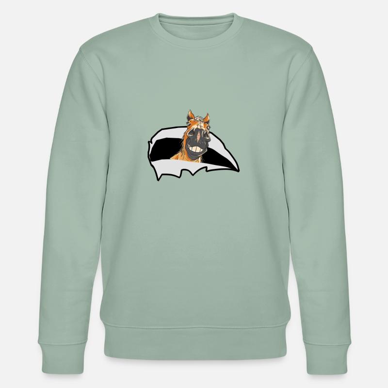 drôle cheval chevaux poney cavalier - Sweat bio CHANGER Stanley/Stella Unisexe - vert de gris clair