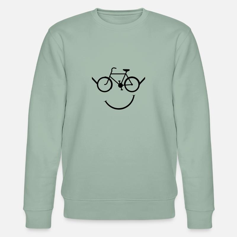 Fahrrad Smiley - Geschenk - Stanley/Stella Unisex Bio-Sweatshirt CHANGER  - Helles Graugrün