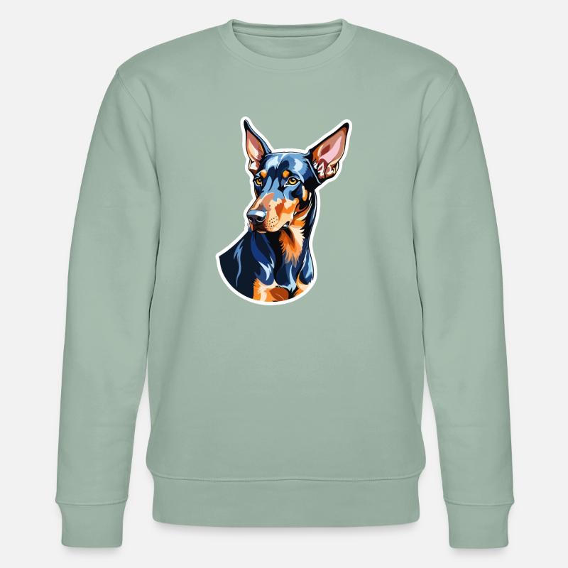 Dobermann Wasserfarben - Stanley/Stella Unisex Bio-Sweatshirt CHANGER - Helles Graugrün