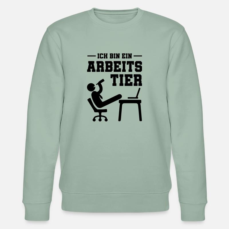 ich bin ein arbeitstier - Stanley/Stella Unisex Bio-Sweatshirt CHANGER  - Helles Graugrün