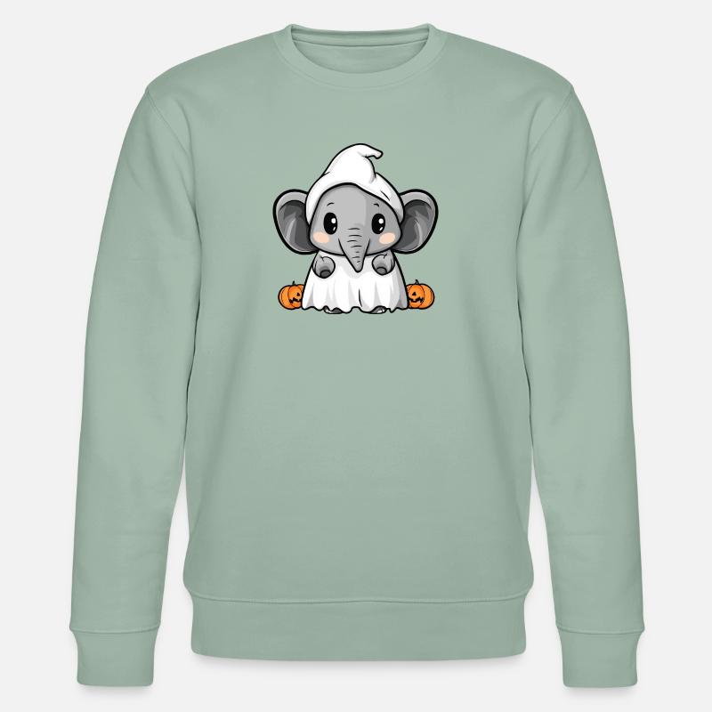 Elefant Halloween Comic Geist - Stanley/Stella Unisex Bio-Sweatshirt CHANGER  - Helles Graugrün