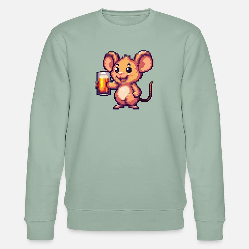 Maus Pixel Bier - Stanley/Stella Unisex Bio-Sweatshirt CHANGER  - Helles Graugrün