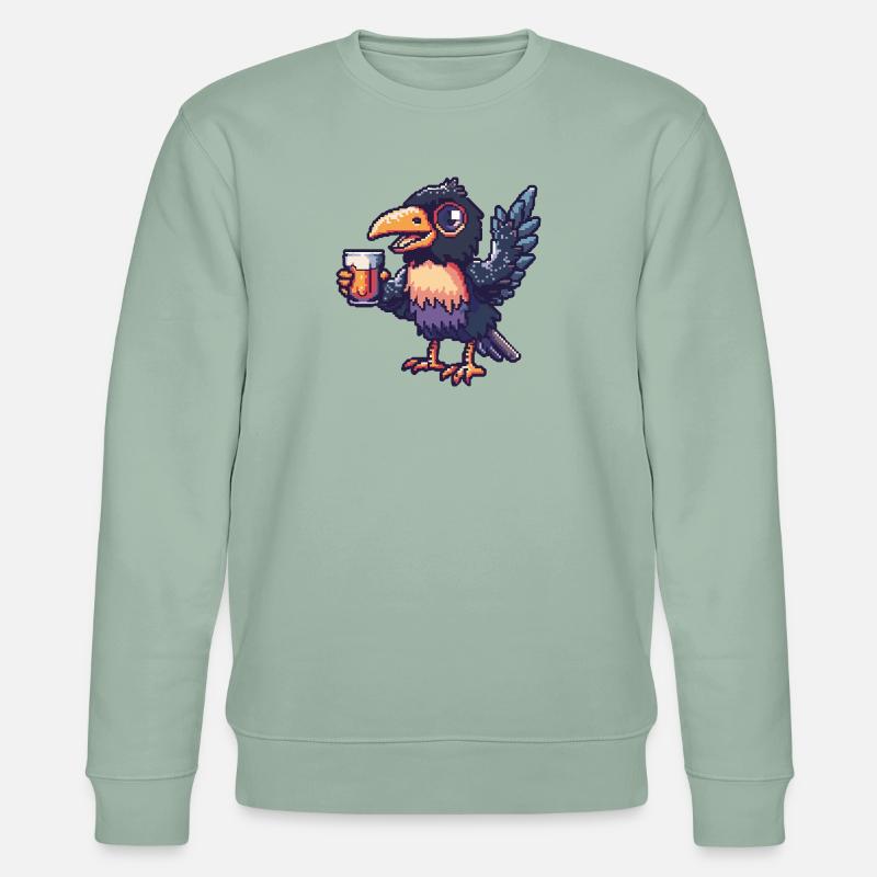 Raven Crow Pixel Beer - Stanley/Stella CHANGER Unisex Organic Sweatshirt - aloe