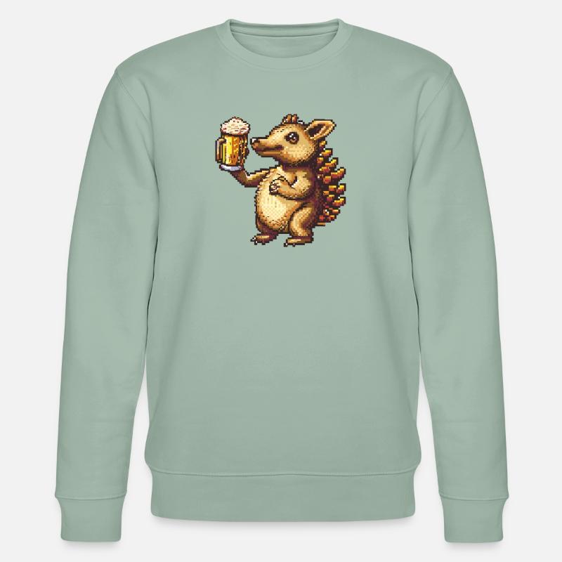 Gürteltier Pixel Bier - Stanley/Stella Unisex Bio-Sweatshirt CHANGER  - Helles Graugrün