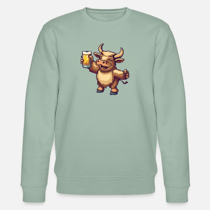 Stier Pixel Bier - Stanley/Stella Unisex Bio-Sweatshirt CHANGER - Helles Graugrün