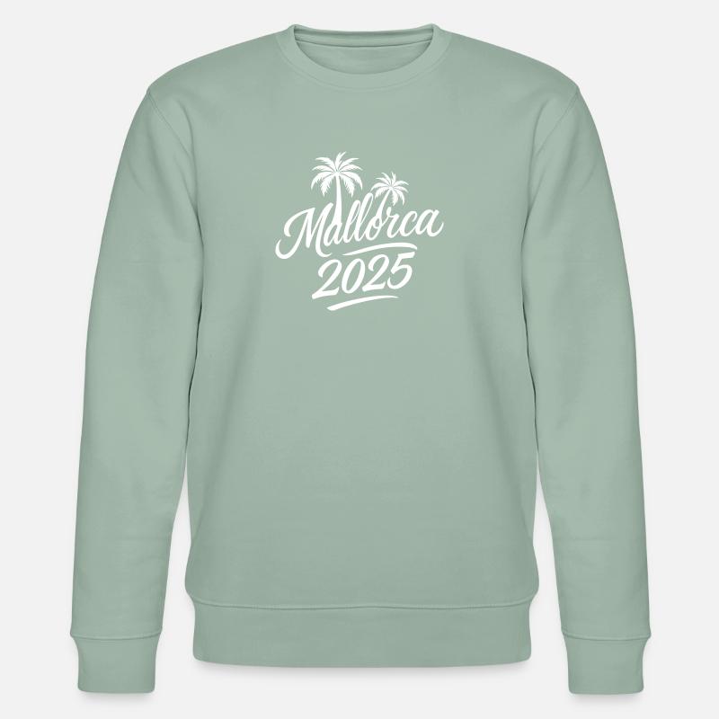 Mallorca 2025 Palmen - Stanley/Stella Unisex Bio-Sweatshirt CHANGER  - Helles Graugrün