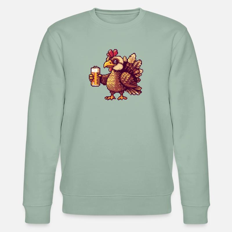 Truthahn Pixel Bier - Stanley/Stella Unisex Bio-Sweatshirt CHANGER  - Helles Graugrün