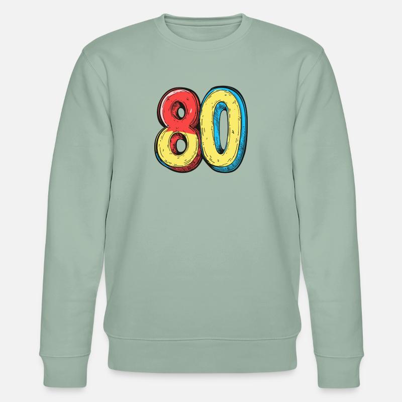 80 Zahl Bunt - Stanley/Stella Unisex Bio-Sweatshirt CHANGER  - Helles Graugrün