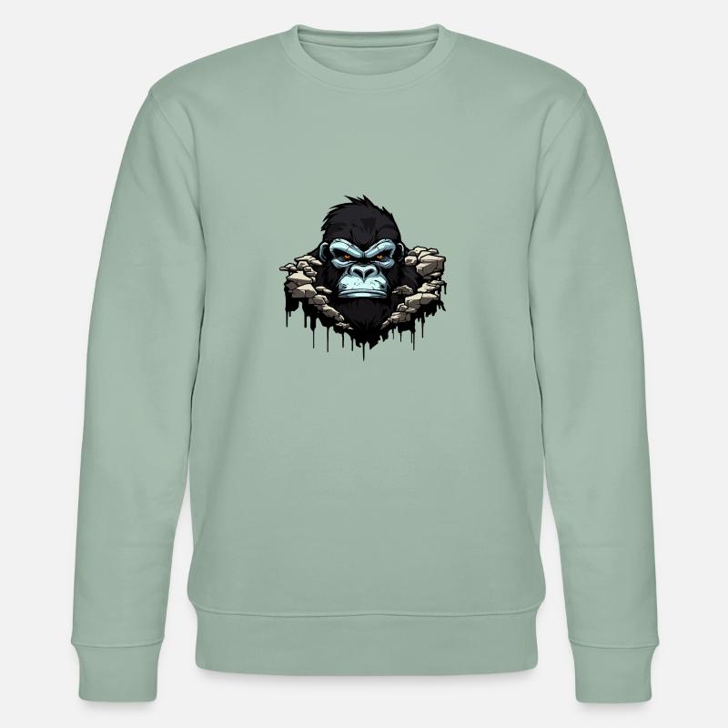Gorilla silberrücken Affe - Stanley/Stella Unisex Bio-Sweatshirt CHANGER  - Helles Graugrün