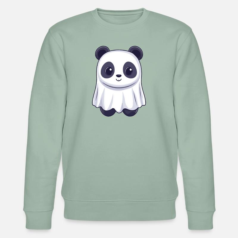 Panda Halloween Comic Geist - Stanley/Stella Unisex Bio-Sweatshirt CHANGER  - Helles Graugrün
