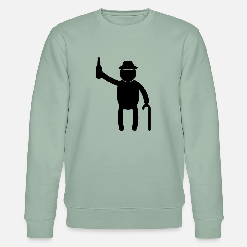 Old man drinking Beer - Stanley/Stella Unisex Bio-Sweatshirt CHANGER  - Helles Graugrün