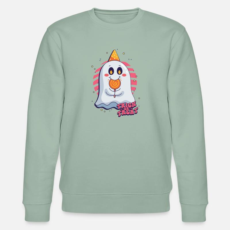 Süsses oder Saures Halloween Geist - Stanley/Stella Unisex Bio-Sweatshirt CHANGER  - Helles Graugrün