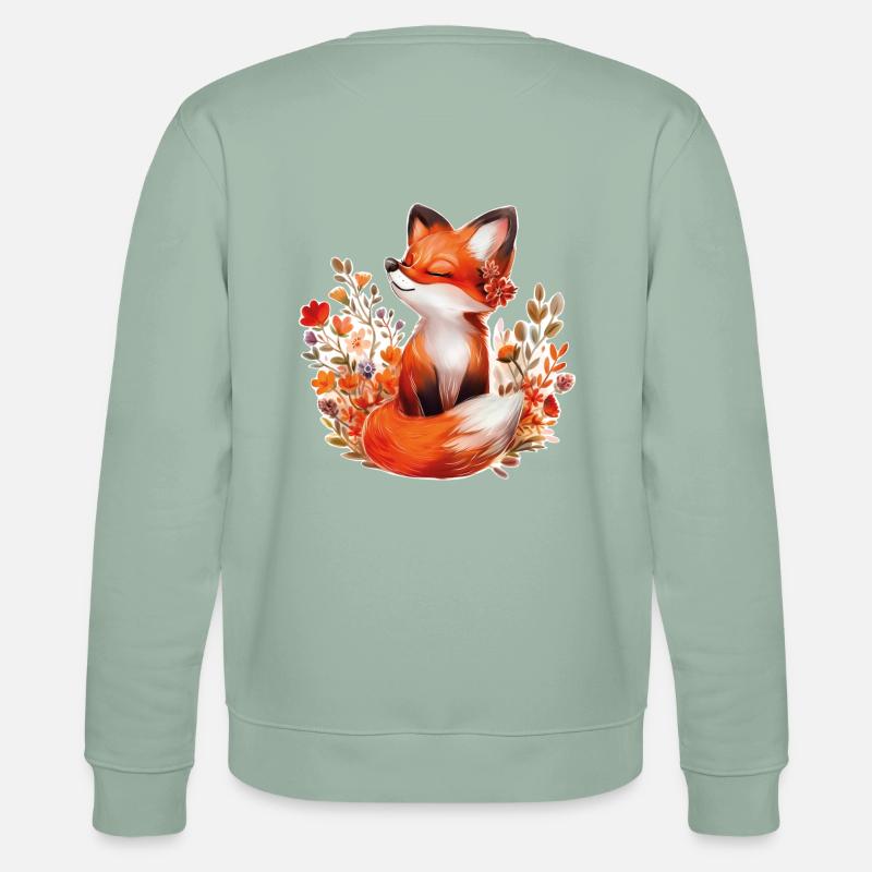 Renard avec des fleurs - Sweat bio CHANGER Stanley/Stella Unisexe - vert de gris clair