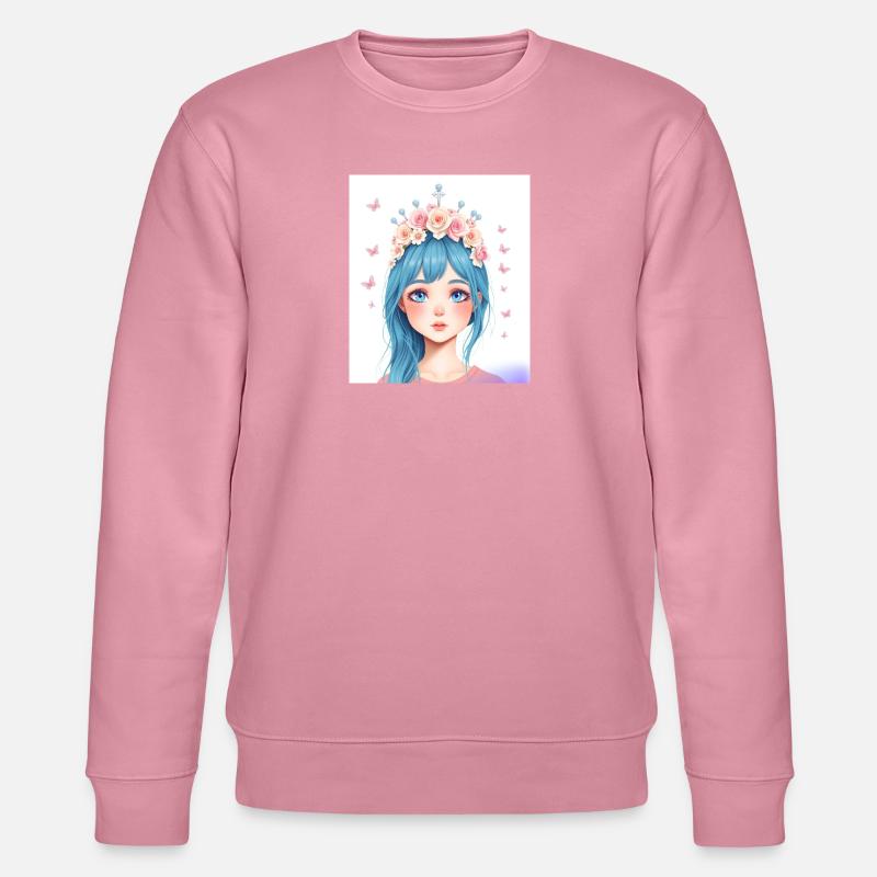 Blauhaar Mädchen mit Blumenkranz - Stanley/Stella Unisex Bio-Sweatshirt CHANGER  - Lila Traum