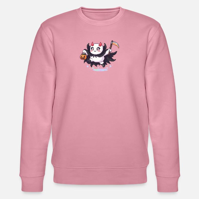 Pixel Halloween Dämon mit Kürbislaterne - Stanley/Stella Unisex Bio-Sweatshirt CHANGER  - Lila Traum