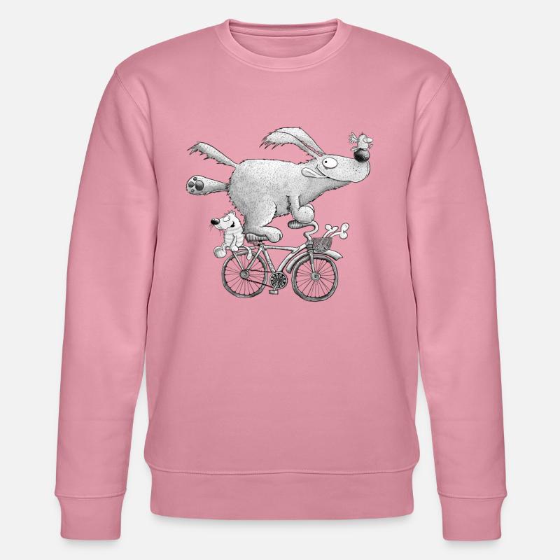 Drolliger Hund Auf Fahrrad Comic Radfahrer - Stanley/Stella Unisex Bio-Sweatshirt CHANGER  - Lila Traum