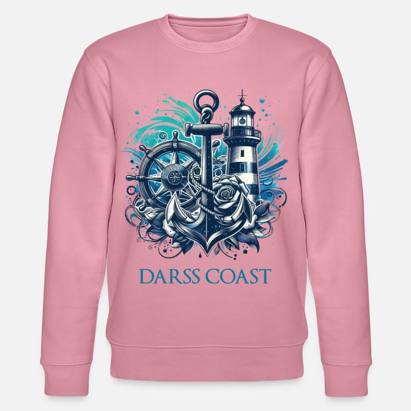 DarssCoast - Wellen Leuchtturm Anker blue Grafik - Stanley/Stella Unisex Bio-Sweatshirt CHANGER - Lila Traum