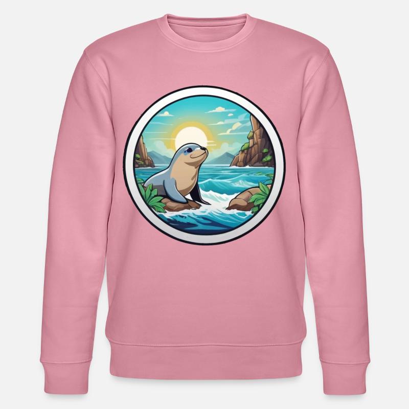 Kleine Robbe an der Küste - Stanley/Stella Unisex Bio-Sweatshirt CHANGER  - Lila Traum