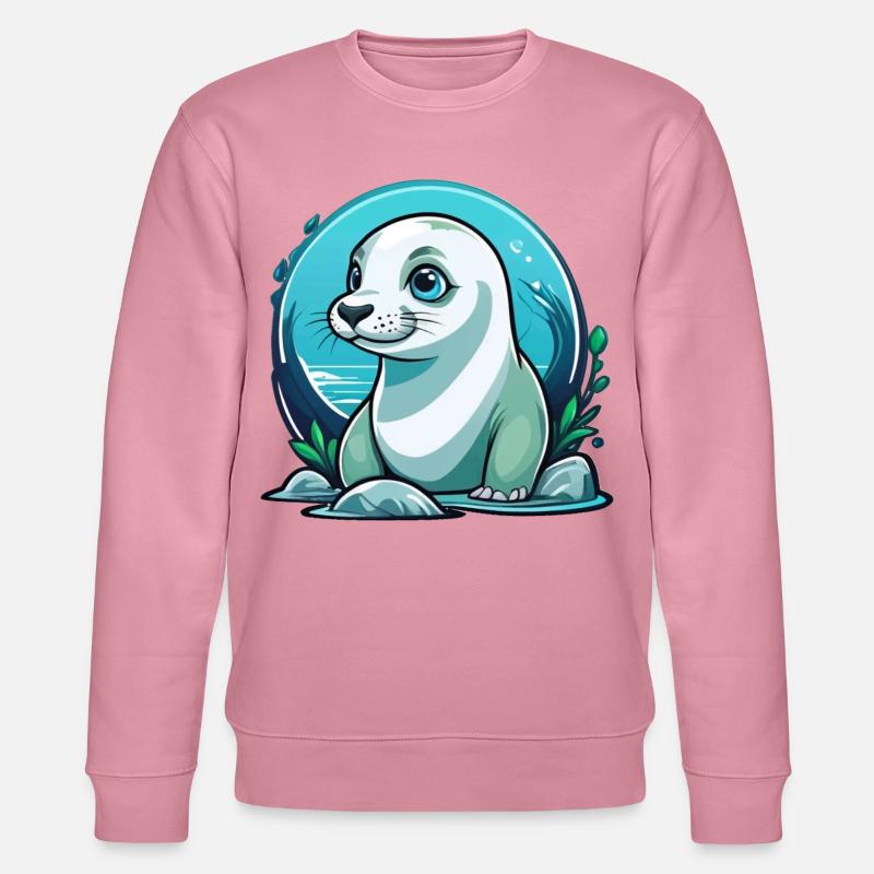 Junge Robbe auf Entdeckertour - Stanley/Stella Unisex Bio-Sweatshirt CHANGER - Lila Traum