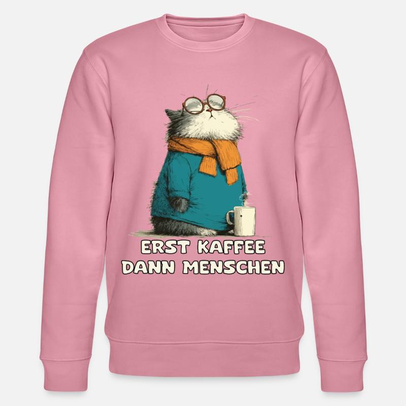 Erst Kaffee Dann Menschen Katze - Stanley/Stella Unisex Bio-Sweatshirt CHANGER  - Lila Traum