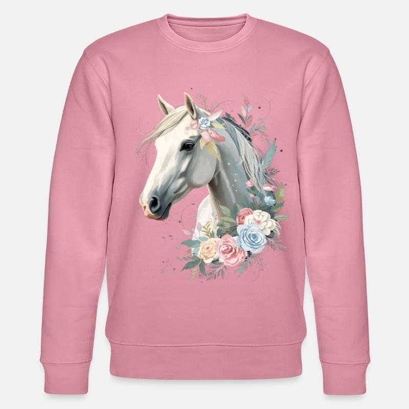 Pferd mit Blumenkranz Aquarell - Stanley/Stella Unisex Bio-Sweatshirt CHANGER  - Lila Traum