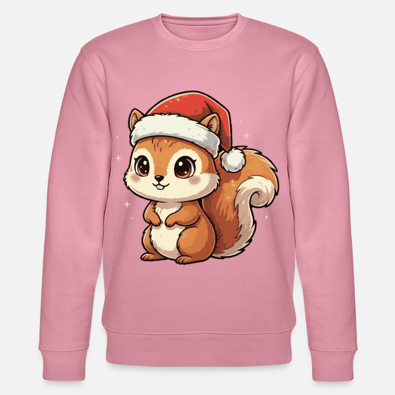 Weihnachts Eichhörnchen mit Santa Hut - Stanley/Stella Unisex Bio-Sweatshirt CHANGER  - Lila Traum