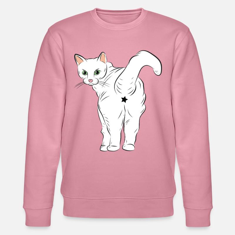 Chat blanc avec logo étoile - Sweat bio CHANGER Stanley/Stella Unisexe - lilas onirique