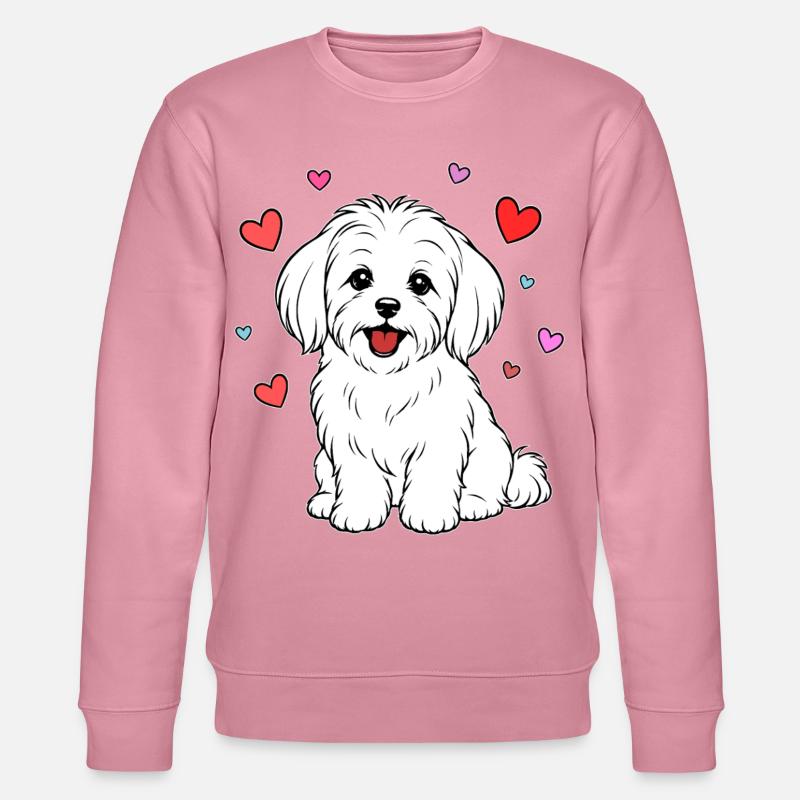 Malteser_Hund_sitzend_Herz_weiss - Stanley/Stella Unisex Bio-Sweatshirt CHANGER  - Lila Traum